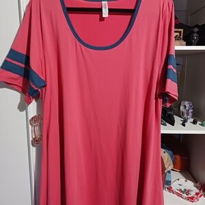LuLaRoe Vibrant Pink Dress with Black Accent